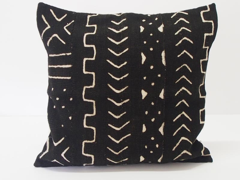Black Cushion - black with white design 50 x 50cm